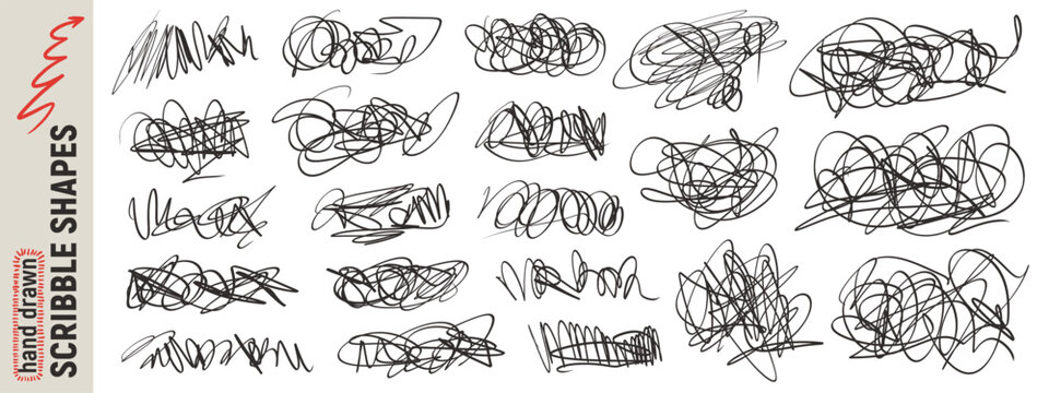 Messy pen scratches, scribble doodle lines and hand drawn texture strokes. Vector dynamic sketches of black pen