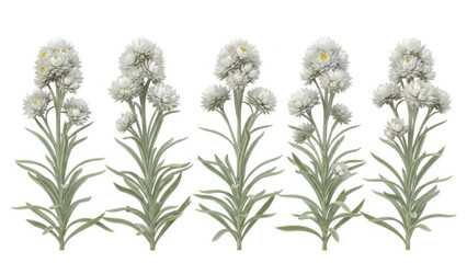 Fototapeta premium Fresh rosemary plant leaf and floral blossom isolated on white background for garden nature beauty