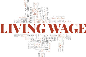 Fototapeta premium Living Wage word cloud conceptual design isolated on white background.