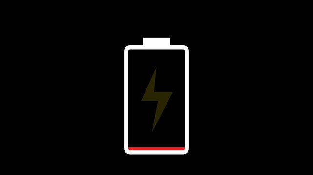 simple animation of battery energy concept from full to empty