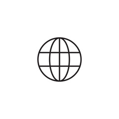 Obraz premium Minimalist vector globe icon featuring clean line art. Modern world symbol for global business, technology, internet, and digital network design. 