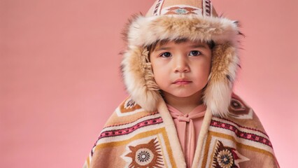 Obraz premium Child Wearing Traditional Tlingit Indigenous Clothing