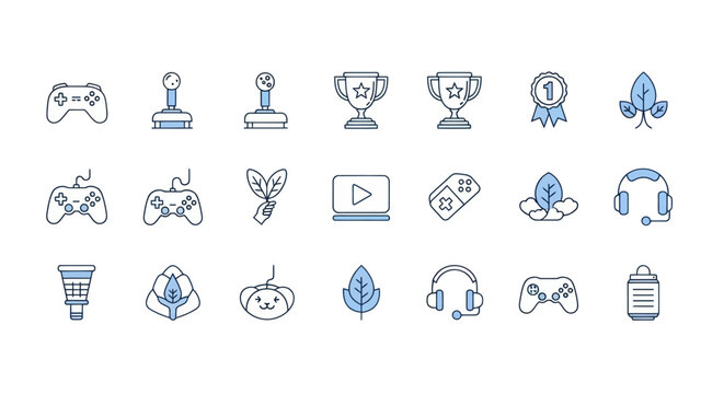 Gaming and nature icon set