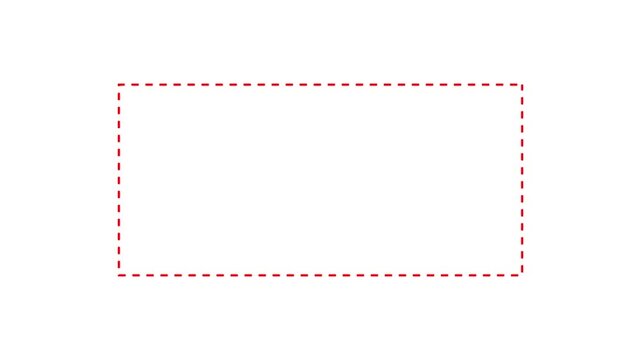 Dotted line rectangle frame animation on white background. 4K minimal border path motion.