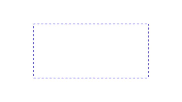 Dotted line rectangle frame animation on white background. 4K minimal border path motion.