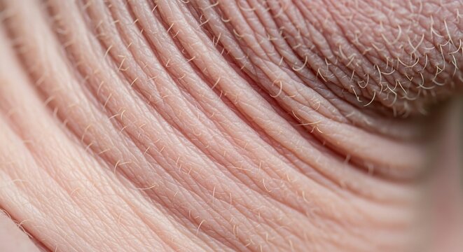 Close-up Macro View of Pig Skin Texture with Wrinkles and Folds.