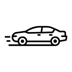 Obraz premium Black line icon of a speeding car vector