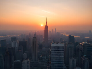 Fototapeta premium New York City skyline with Empire State Building at sunset
