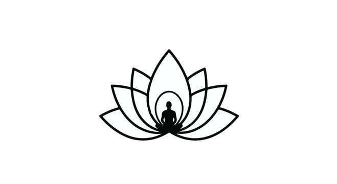 yoga meditation lotus flower silhouette logo