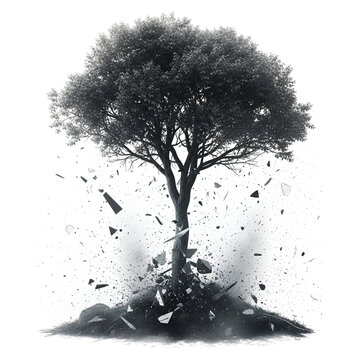 Exploding Tree with Debris and Smoke 1.
