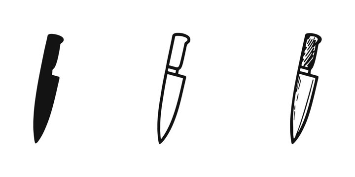Chef Knife Icon Set - Essential Kitchen Utensil for Cooking and Food Prep