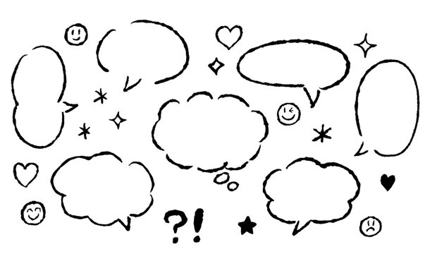 手書きの線吹き出し　Handwritten line speech bubble.
