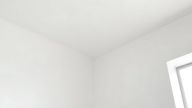 brazed. Sharp interior corner where ceiling meets wall, matte white surface. real-estate listings, architecture portfolios, designed for interior renovation comparisons for interiors.