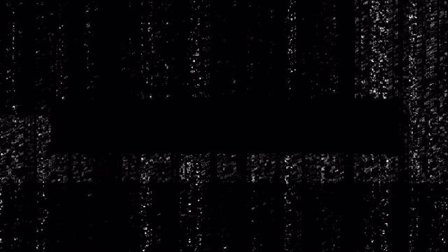System error screen with vertical glitch distortion and corrupted digital display. TV static glitch noise animation with system error text for media. System failure distorted interface for alert