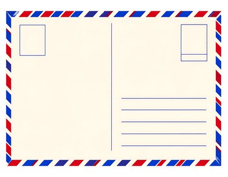 Blank postcard with red and blue border