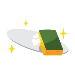 Cleaning plate with sponge