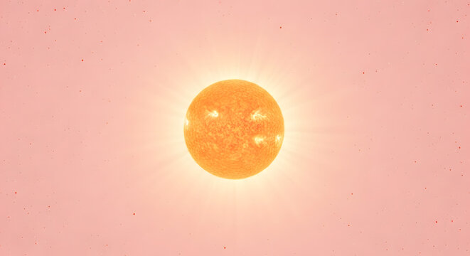 Radiant Orange Sun with Detailed Surface and Corona Rays. A breathtaking high-resolution view of the bright orange sun featuring intricate solar granulation, bright faculae spots