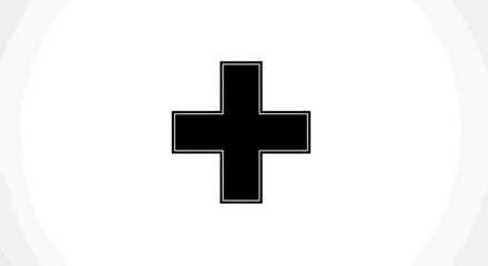 Obraz premium Black plus symbol on white background, simple design, graphic element