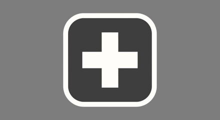 Obraz premium White Plus Sign Icon on Dark Square Background