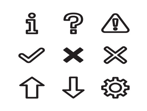Helpful tooltip system icons with informative hover silhouette designs