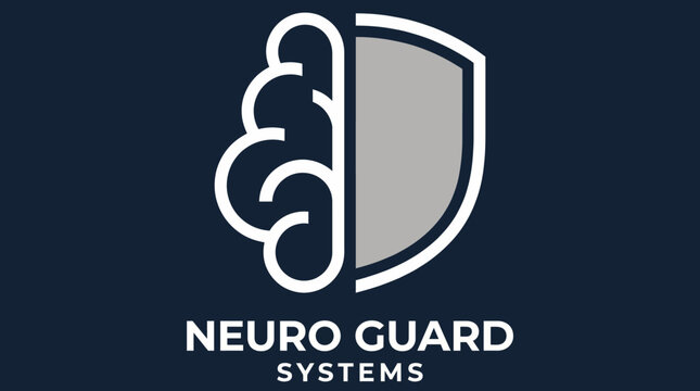 An innovative logo design combining a brain icon with a shield, illustrating Neuro Guard Systems' commitment to protecting mental health and promoting cognitive resilience and security.