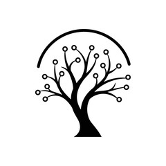 Abstract Digital Tree Icon on White Background