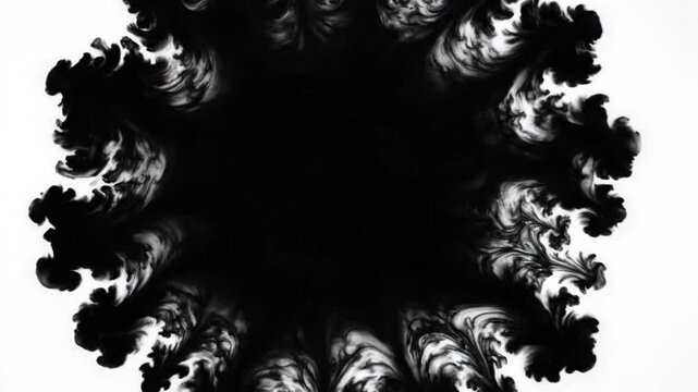 Black ink blot spreading organically on a clean white background