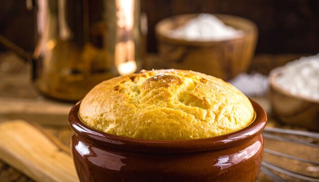 Baked bread in a rustic bowl