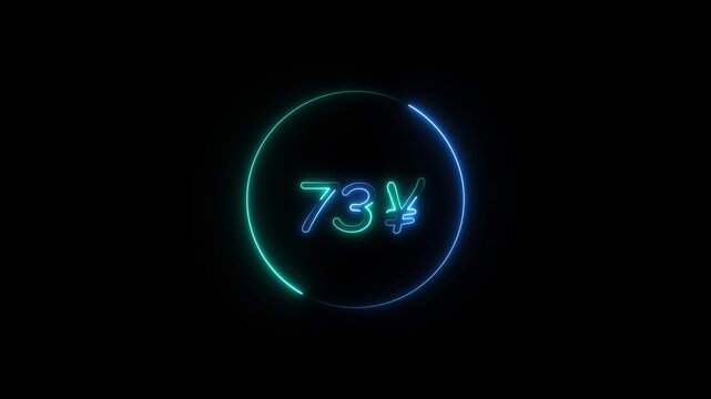 Neon digits rise from 0 to 700 Japanese Yen &ndash; futuristic money animation on black.