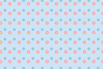 Naklejka premium Seamless Floral Pattern with Pastel Flowers on blue Background