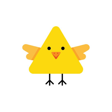 Cute geometric yellow chick triangle character illustration