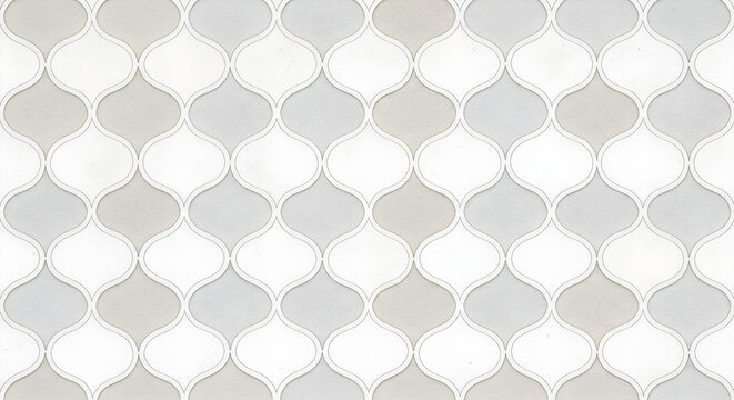 Grey Beige Ogee Pattern Background with Concrete Texture Modern Geometric Seamless Wallpaper for Interior Design and Tile