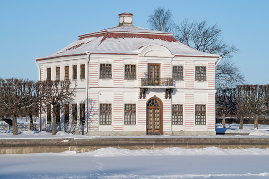 PETRODVORETS, RUSSIA - FEBRUARY 14, 2026: The Marly Palace on a sunny February day. Peterhof Palace and Park Complex