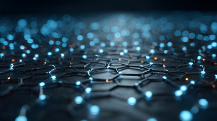 Obraz premium Abstract futuristic glowing blue honeycomb molecular network background