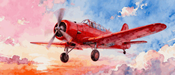 Old Vintage Plane Vintage Airplane isolated watercolor vector illustration svg © Arun168