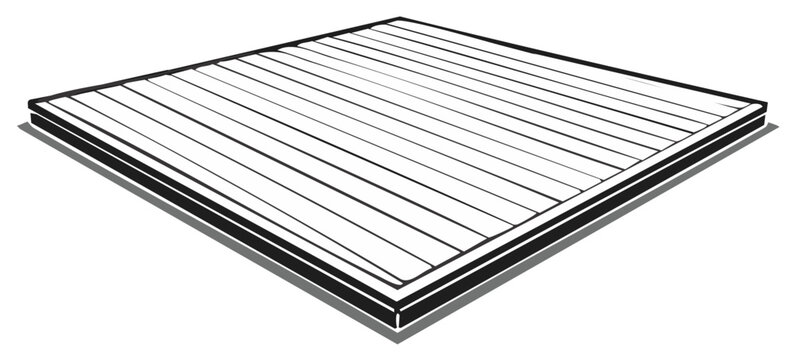 Isometric perspective of a wooden surface illustration, outline drawing.