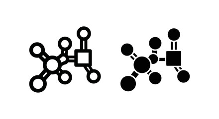 Obraz premium A black and white illustration of molecular structures on a plain background