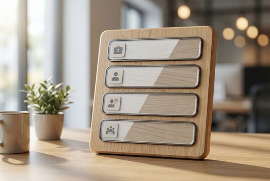 Digital interface for modern user experience featuring interactive buttons for user profile management, data organization, and engagement, enhancing creative efficiency in a workspace