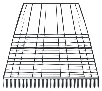 Hand Drawn Carpet or Rug with Fringes and Geometric Pattern