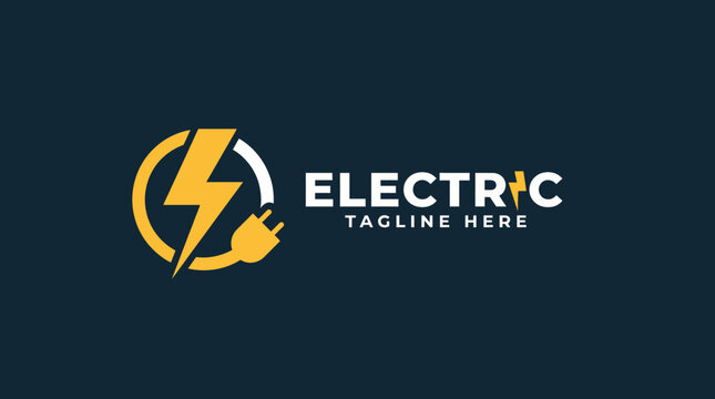 A sleek electric logo featuring a lightning bolt and plug symbol, emphasizing innovation in energy solutions. Perfect for modern businesses in the electric industry.