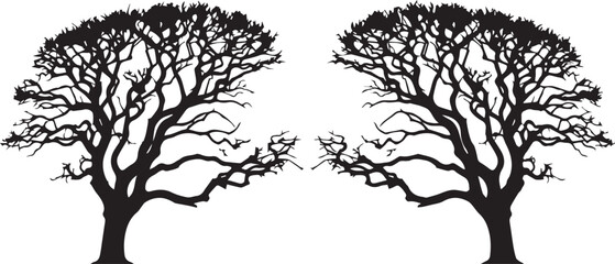 Fototapeta premium bare winter trees against white sky vector illustration eps 10