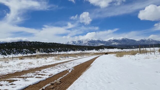 Winter Time-Lapse Clouds Moving Over Sangre de Cristo Mountains Near Westcliffe Colorado