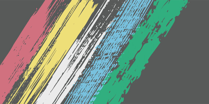 Abstract Colorful Brush Stroke Background with Diagonal Grunge Lines on Dark Grey. Vector Illustration of Vibrant Paint Texture for Modern Design, Banner, Poster, and Creative Wallpaper.