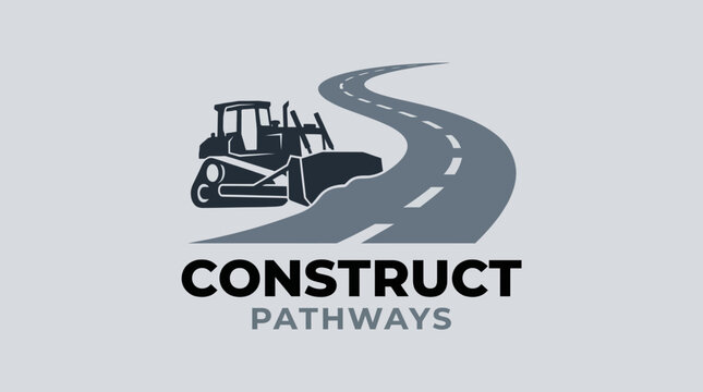 This logo features construction machinery alongside a winding road, symbolizing infrastructure development and the building of pathways essential for progress.