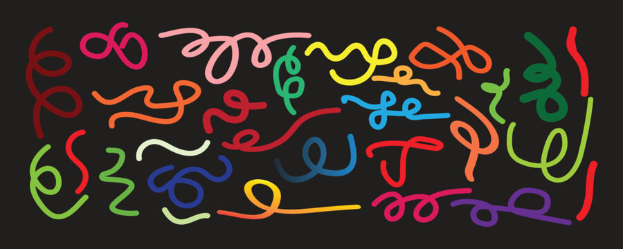 Vibrant neon squiggles on black background