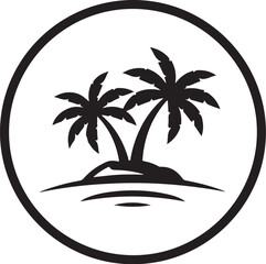 Obraz premium Black vector palm tree island icon