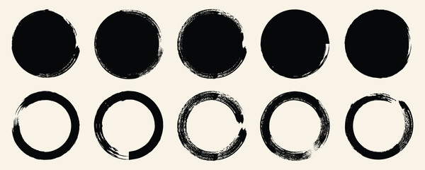 Grunge round shapes. Grunge banner collection. set of black grunge ink stamp circles, round shape stamp. eps10 vector illustrator.