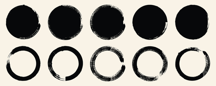 Grunge round shapes. Grunge banner collection. set of black grunge ink stamp circles, round shape stamp. eps10 vector illustrator.