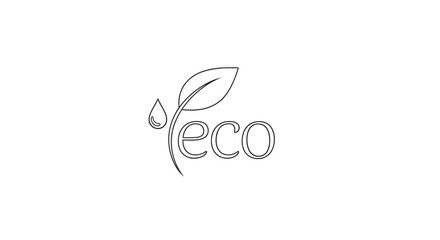 Fototapeta premium Eco friendly leaf and water drop outline logo design.