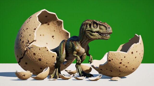 Speckled egg with a crack on green background